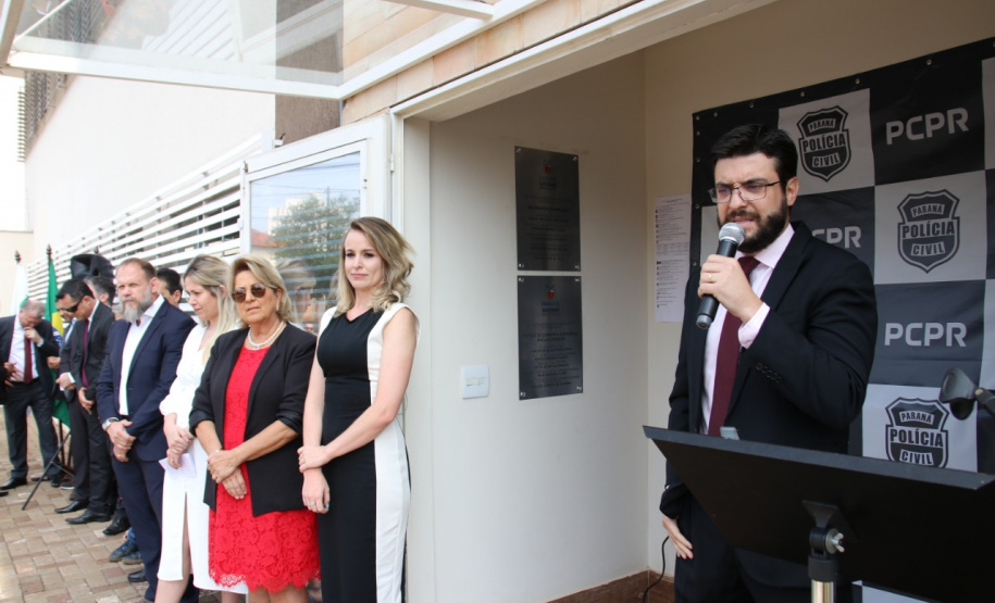 O Núcleo da Divisão de Crimes Contra a Corrupção e a Delegacia da Mulher de Londrina contam com nova estrutura. O prédio que abriga as duas unidades foi inaugurado oficialmente nesta sexta-feira (08). Foto: Divulgação/PCPR