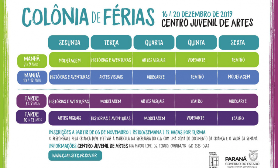 Centro Juvenil de Artes abre inscrições para Colônia de Férias