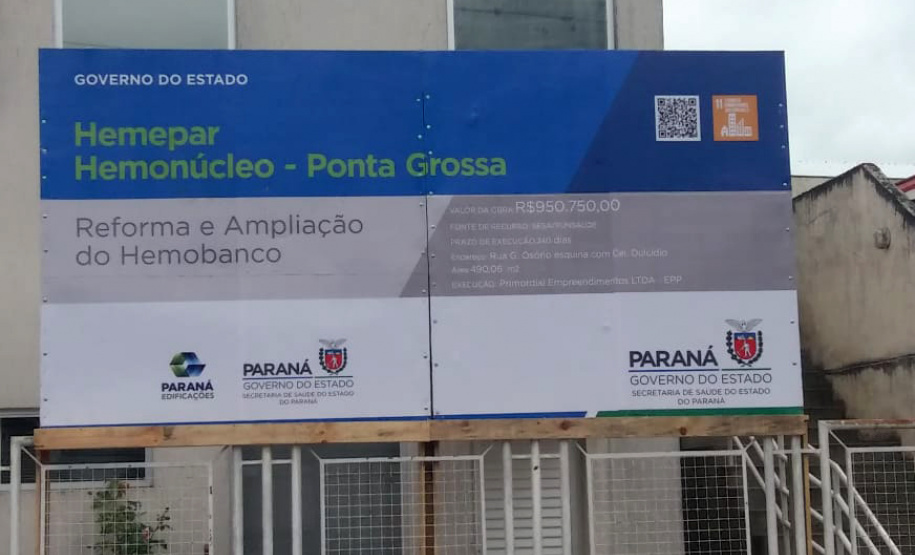 Governo retoma obra de ampliação do Hemonúcleo de Ponta Grossa. Foto: Divulgação