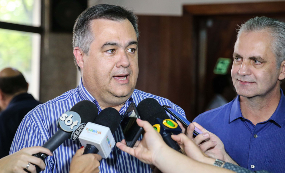 O Governo do Estado libera nesta quinta-feira (14) mais R$ 25 milhões para a continuidade das obras do Hospital da Criança de Maringá (Noroeste). A solenidade acontece na prefeitura de Maringá, com as presenças do Secretário do Desenvolvimento Urbano e Obras Públicas ? JoãoCarlos Ortega,  Secretário de Saúde ? Beto Preto, o Prefeito de Maringá, Ulisses Maia.Maringá, 14/11/2019 -  Foto: Geraldo Bubniak/AEN