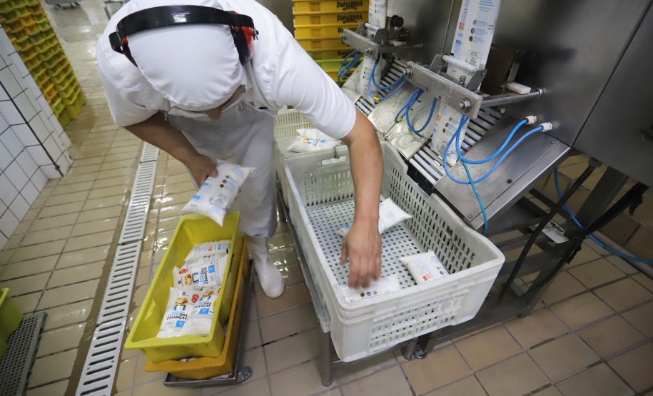 Leite das Crianças - Laticínio Ruhban, envase do Leite das Crianças.Piraquara, 01-10-19.Foto: Arnaldo Alves / AEN.