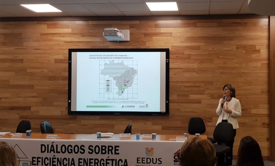 Os desafios de aliar a eficiência energética e a habitação popular foi o assunto de uma palestra dada pela Cohapar durante um encontro nacional sobre o tema nesta quarta-feira (27), em Campinas. Durante a apresentação, gestores públicos, especialistas e empresários puderam conhecer mais detalhes sobre as medidas tomadas pela companhia para garantir o desenvolvimento socioeconômico ambientalmente sustentável.