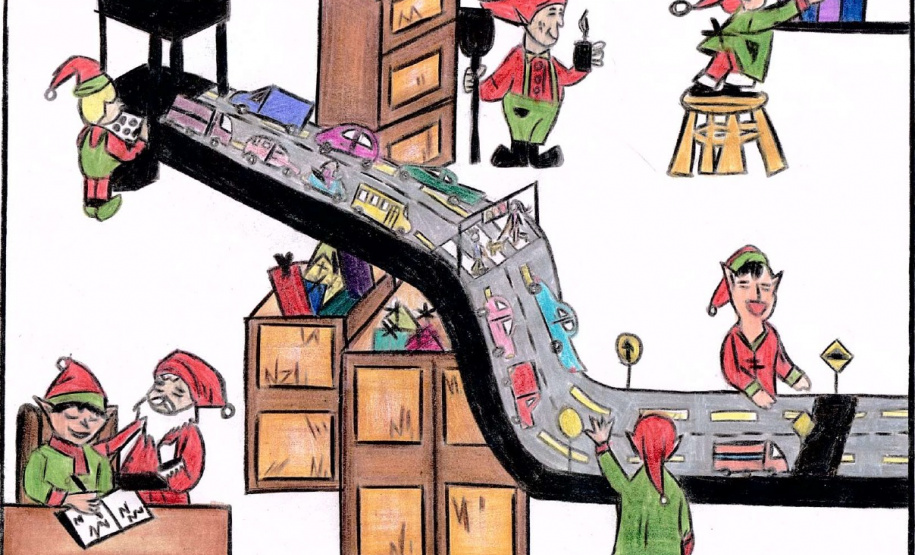 Concurso de Natal da concessionária Arteris. Desenho de Flávia Aparecida Pereira, 10 anos, de Campo do Tenente.