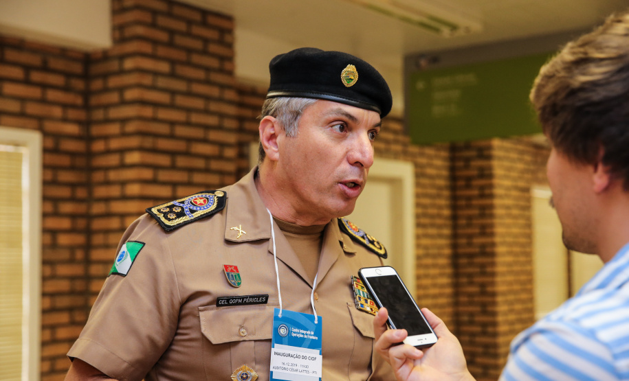 O Centro Integrado de Operações de Fronteira, em Foz do Iguaçu.  O CIOF reforçará as ações estratégicas estaduais de combate ao tráfico e ao crime organizado. A estrutura passa a integrar o Parque Tecnológico Itaipu, na Itaipu Binacional. Na foto, coronel Péricles de Matos,  comandante geral da Polícia MilitarFoz do Iguaçu, 16/12/2019 -  Foto: Geraldo Bubniak/AEN