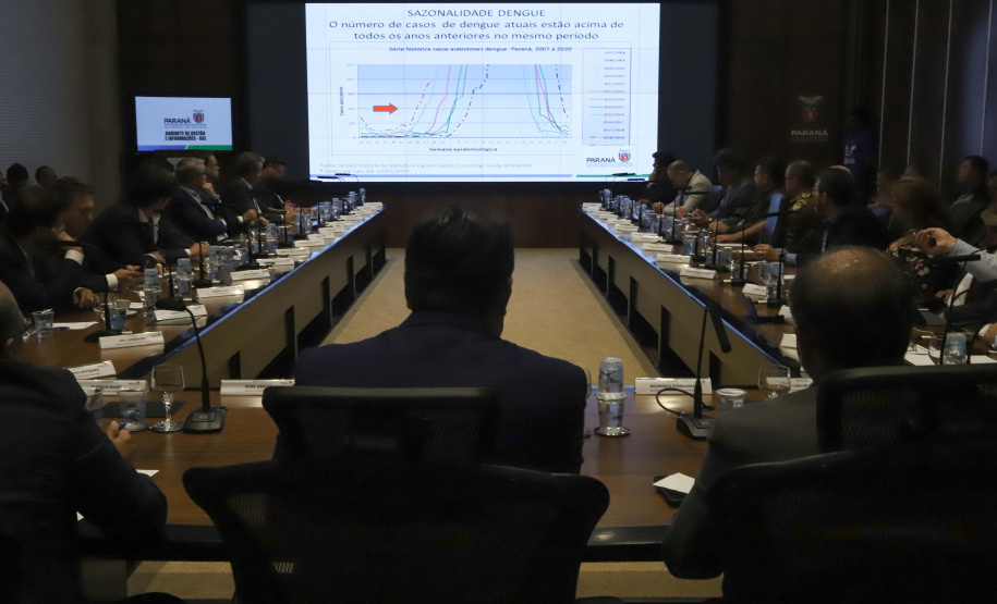 O governador Carlos Massa Ratinho Junior participa da reunião do secretariado. N/F: secretário de Saúde, Beto Preto.
Curitiba, 21-01-20.
Foto: Arnaldo Alves / AEN.