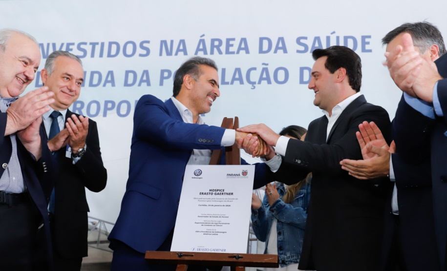 A primeira unidade de cuidados paliativos do Sul do Brasil com atendimento pelo Sistema Único de Saúde (SUS), o Hospice Erasto Gaertner, foi inaugurada nesta sexta-feira (24), em Curitiba, com a presença do governador Carlos Massa Ratinho Junior. Foto: Rodrigo Felix Leal