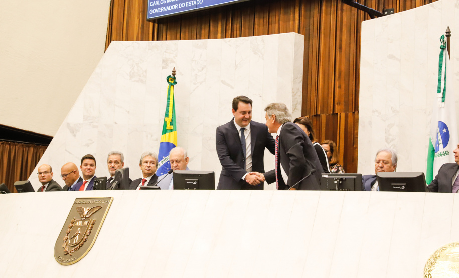 Ratinho Junior destacou que Assembleia foi importante para que o Governo do Estado pudesse modernizar a máquina pública ao longo dos primeiros 12 meses de mandato, garantindo reformas que o Estado precisava fazer.
Foto: Rodrigo Felix Leal