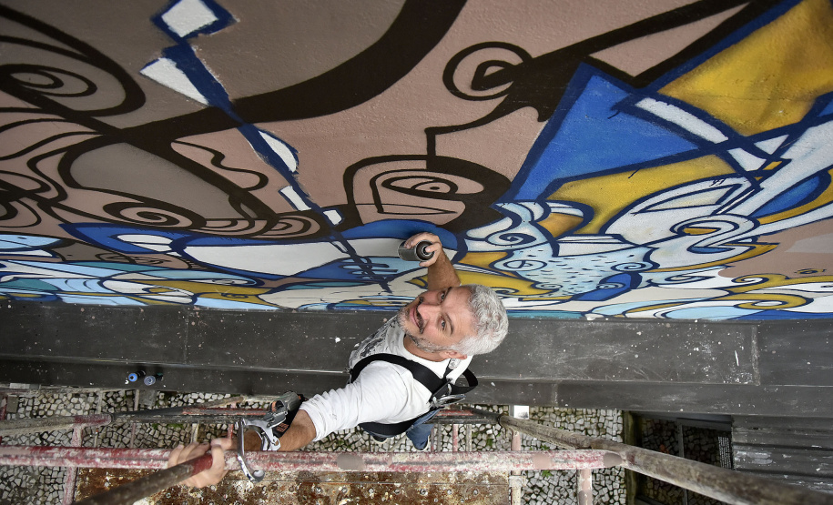 Marcelo Le, muralista e artista plástico. Museu Casa Alfredo Andersen(MCAA).Curitiba, 05 de fevereiro de 2020.Foto: Kraw Penas/SECC