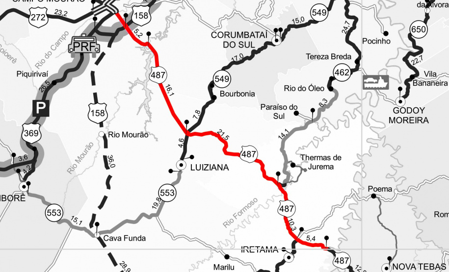 O Departamento de Estradas de Rodagem do Paraná (DER/PR) está concluindo os serviços de melhorias no pavimento da rodovia PRC-487, no trecho de Campo Mourão até a ponte do Rio Muquilão, no centro oeste paranaense.  -  Curitiba, 13/02/2020  -  Foto: Divulgação DER