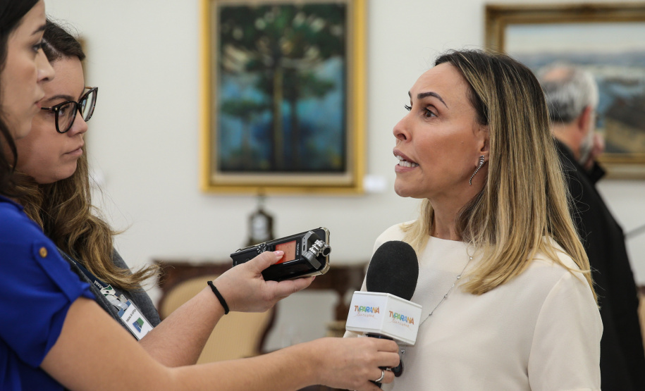Precatorios Dra Leticia Ferreira da Silva, Procuradora-Geral do Estado em entrevista na solenidade de pagamento de precatórios preferenciais a credores que participaram das rodadas de negociação promovidas pelo TJPR no ano passado. Curitiba, 04/02/2020 - Foto: Geraldo Bubniak/AEN