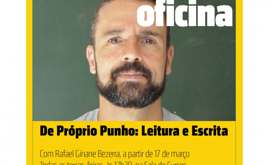 Biblioteca Pública do Paraná (BPP) está com inscrições abertas para o curso De Próprio Punho - Oficina de Leitura e Escrita, ministrado pelo professor Rafael Ginane Bezerra. As aulas acontecem todas as terças-feiras, das 17h30 às 19h30, a partir de 17 de março, e seguem até novembro. Para se inscrever gratuitamente os interessados devem enviar um pequeno texto para o e-mail rginane@gmail, explicando por que estão procurando a oficina. São 15 vagas disponíveis. Foto: BPP