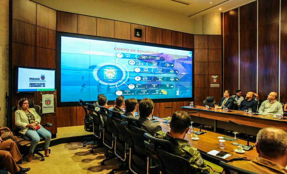 O Governador Carlos Massa Ratinho Junior acompanha nesta quarta-feira (4), o balanço das ações e dos atendimentos feitos durante a temporada Verão Maior 2019/2020, no Litoral e no Interior do Estado. Acompanhado do o secretário da Segurança Pública, Romulo Marinho, coordenador do Verão Maior.   Curitiba, 04/03/2020 - Foto: Geraldo Bubniak/AEN