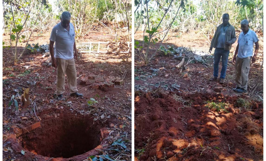 Poços e fossas com focos do mosquito da dengue estão sendo aterrados. Foto:Leandro Mello/Prefeitura de Barbosa Ferraz