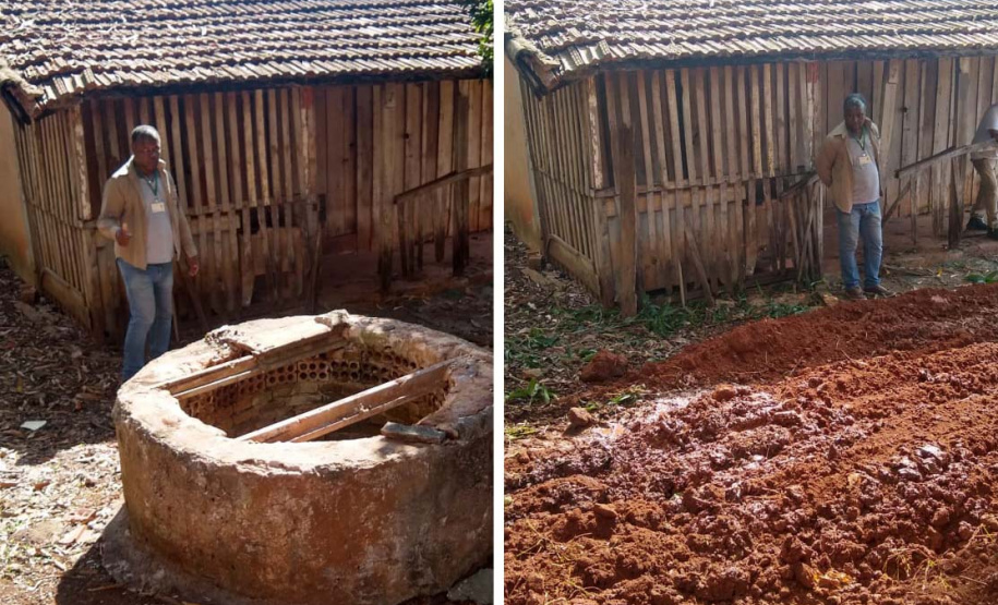 Poços e fossas com focos do mosquito da dengue estão sendo aterrados. Foto:Leandro Mello/Prefeitura de Barbosa Ferraz