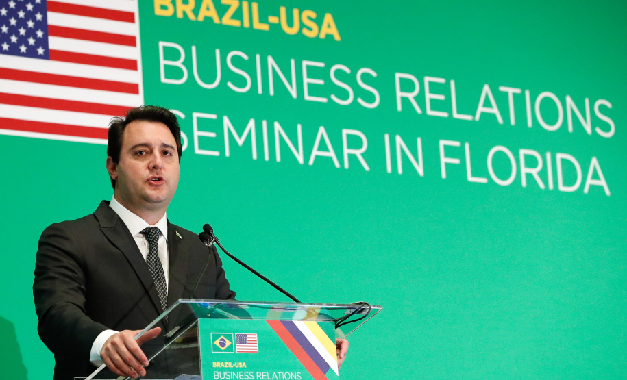 (Miami - Flórida, 09/03/2020) Governador do Paraná, Sr. Carlos Roberto Massa Jr, faz apresentações durante o almoço do Seminário Empresarial Brasil-Estados Unidos na Flórida.Foto: Alan Santos/PR