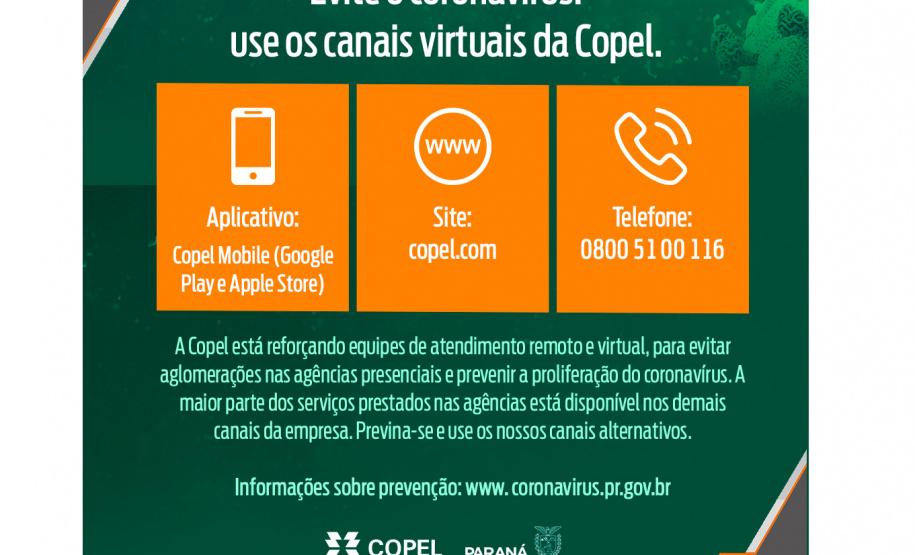 Copel adota medidas para evitar propagação do coronavírus