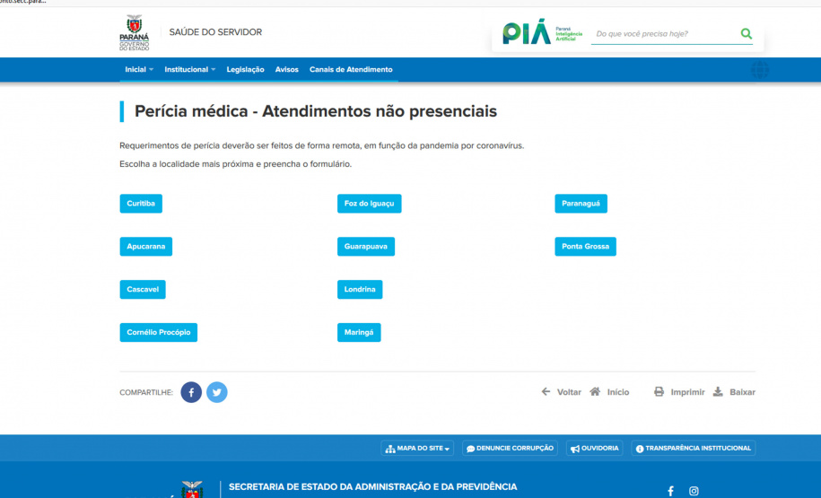 Perícia médica para servidores estaduais será de maneira remota