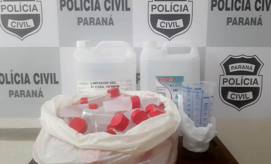 Polícia Civil apreende álcool comercializados de forma irregular. Foto: Polícia Civil