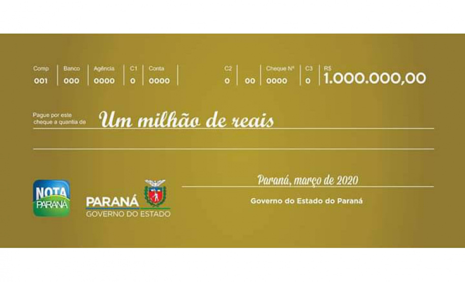 Primeiro milhão do Nota Paraná é entregue sem público