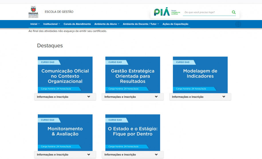 Escola de Gestão oferta cursos a distância em caráter permanente