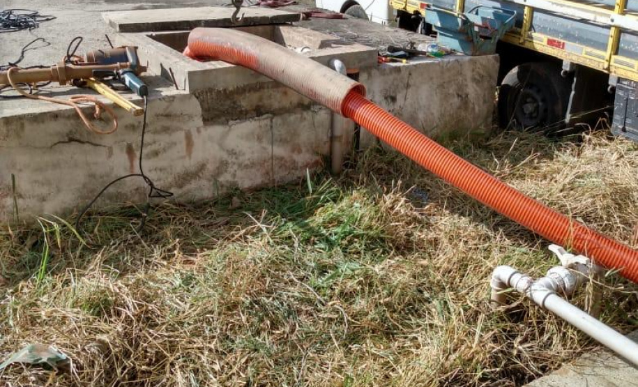 Obra na elevatória de esgoto em Telêmaco Borba. Foto: Sanepar