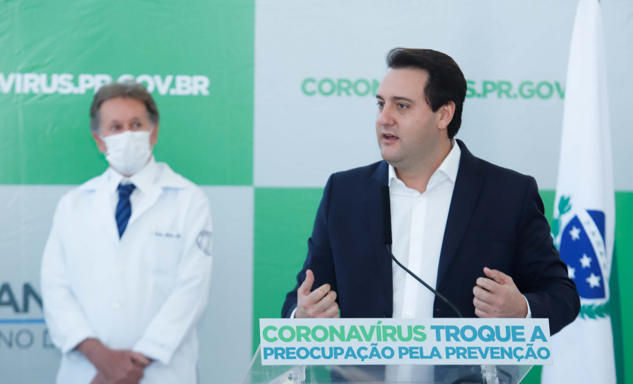 O governador Carlos Massa Ratinho Junior visita o  Hospital do Rocio, em Campo Largo.