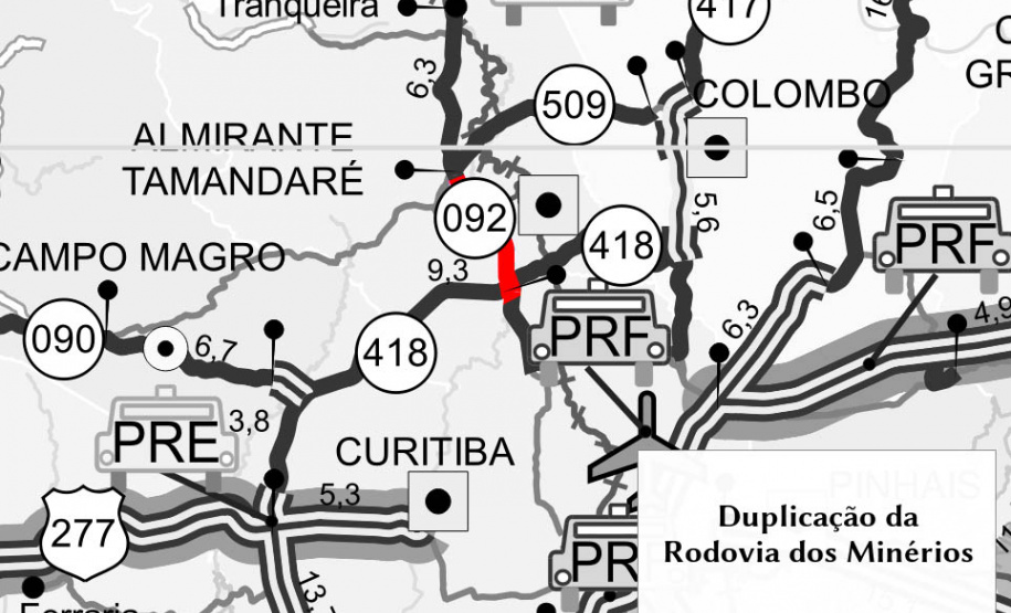 Obra altera acessos do Contorno Norte para a rodovia dos Minérios.