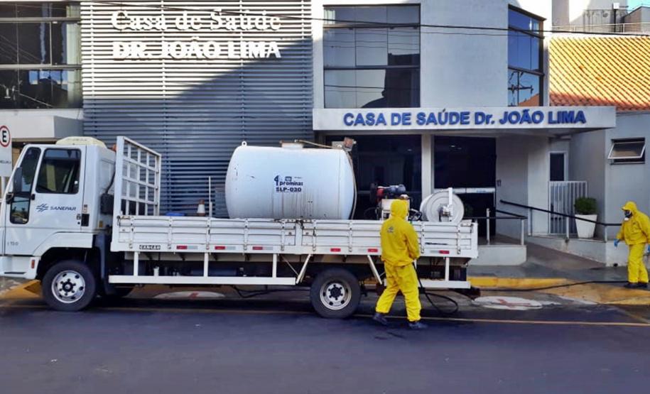 Sanepar faz desinfecção contra coronavírus em Cornélio Procópio. Foto: Sanepar