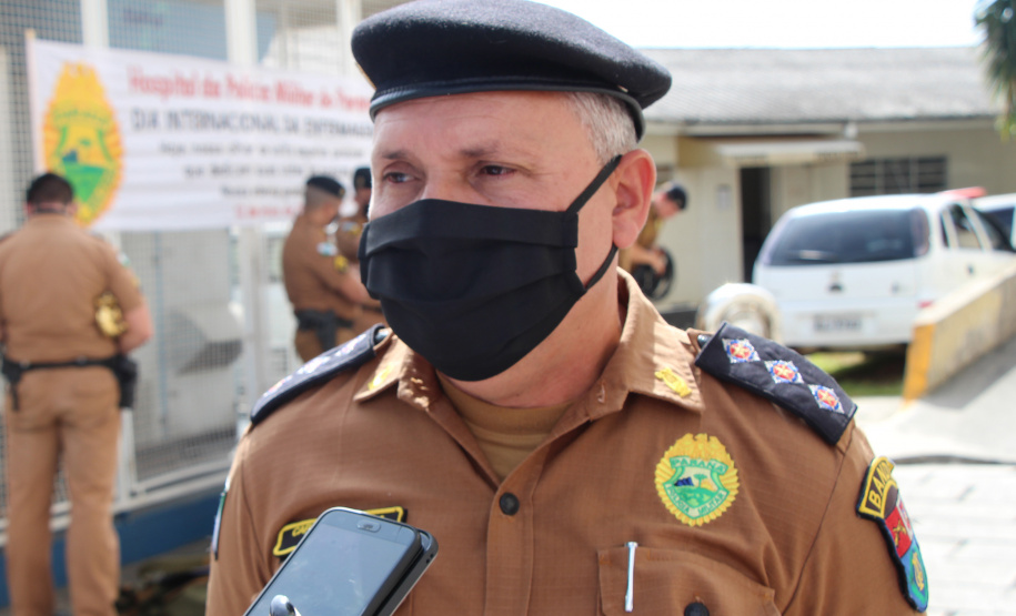 Curitiba, 12 de maio de 2020. Homenagem da Banda aos Enfermeiros do HPM. Foto: entrevista Cap. Galdino da banda da PMPR.