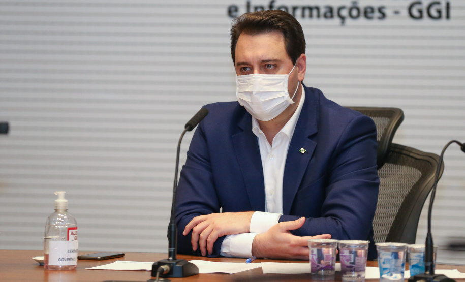 Reuniao Presidente O Governador Carlos Massa Ratinho Junior em videoconferencia nesta quiinta-feira (21/05), com o Presidente Jair Bolsonaro, Presidente da Câmara dos Rodrigo Maia, Presidente do Senado Federal Davi Alcolumbre e governadores dos demais estados. Curitiba, 21/05/2020 - Foto: Geraldo Bubniak/AEN