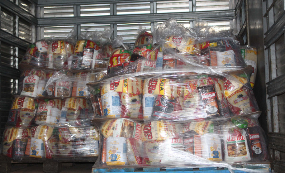 Servidores da Segurança arrecadam mais de 20 toneladas de alimentos. Foto:SESP