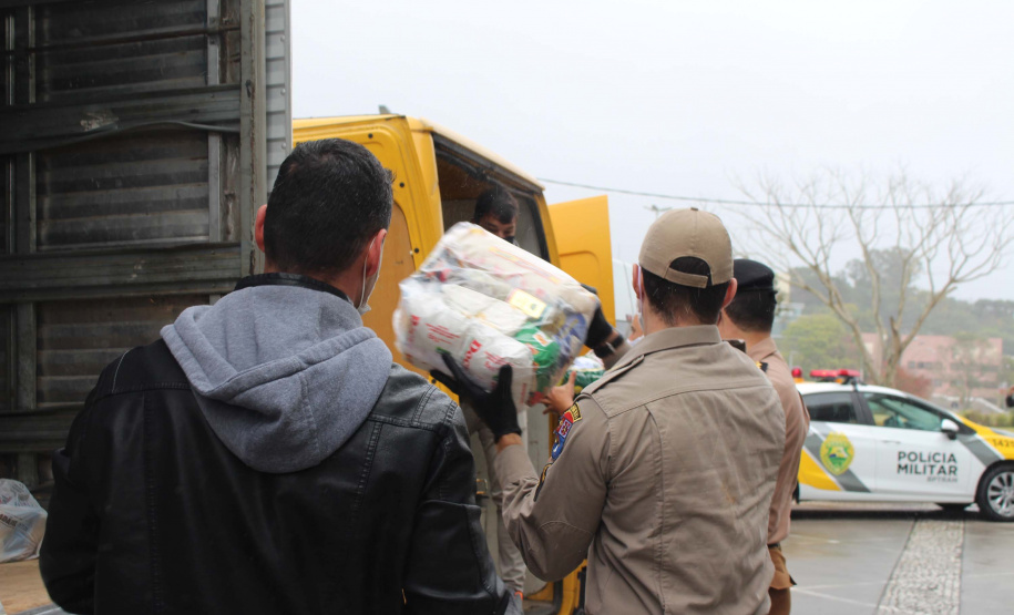Servidores da Segurança arrecadam mais de 20 toneladas de alimentos. Foto:SESP