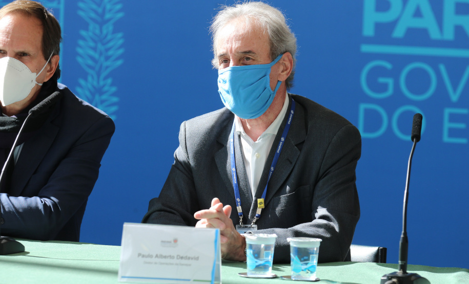 Coletiva Hidrica O Governo do Estado realiza coletiva de imprensa com representantes da Secretaria de Desenvolvimento Sustentável e Turismo, Instituto Água e Terra, Sanepar, Copel e Simepar para apresentar um balanço da situação hídrica do Paraná e novas ações para enfrentamento do período de estiagem. Na foto o diretor de Operacoes da Sanepar, Paulo Alberto Dedavid.Curitiba - 27/05/2020 - Foto: Geraldo Bubniak/AEN