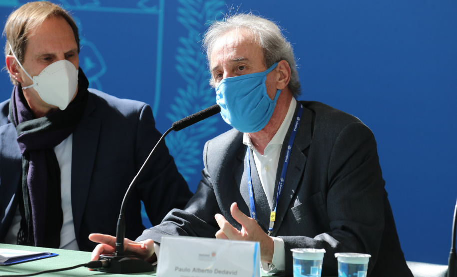 Coletiva Hidrica O Governo do Estado realiza coletiva de imprensa com representantes da Secretaria de Desenvolvimento Sustentável e Turismo, Instituto Água e Terra, Sanepar, Copel e Simepar para apresentar um balanço da situação hídrica do Paraná e novas ações para enfrentamento do período de estiagem. Na foto o diretor de Operacoes da Sanepar, Paulo Alberto Dedavid.Curitiba - 27/05/2020 - Foto: Geraldo Bubniak/AEN