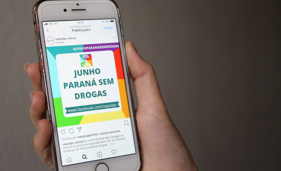 Campanha Junho Paraná sem Drogas terá lives durante todo o mês.Foto:SESP