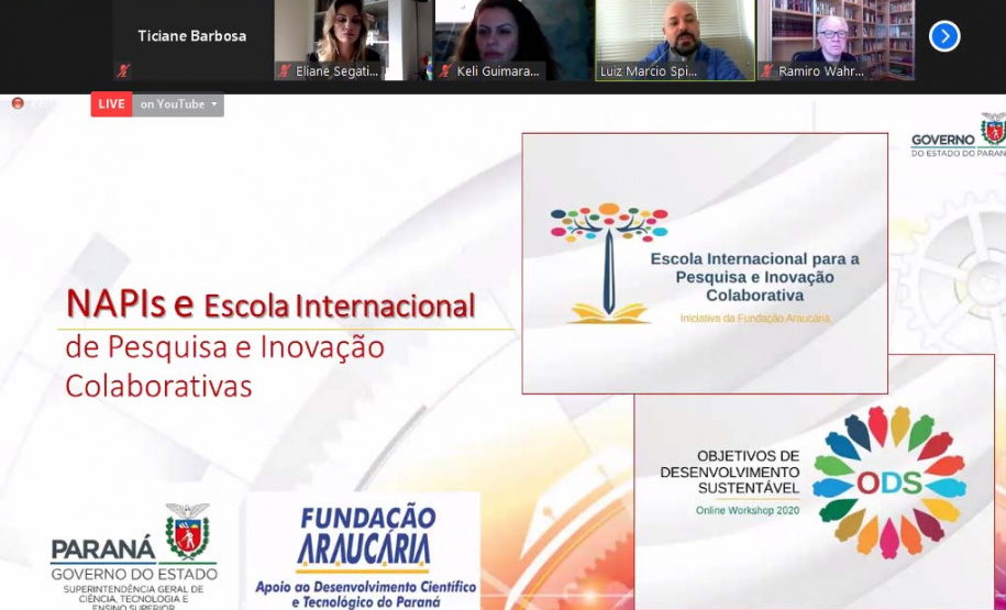 Workshop “Escola Internacional de Pesquisa e Inovação Colaborativa: Objetivos de Desenvolvimento Sustentável. Foto: Fundação Araucária