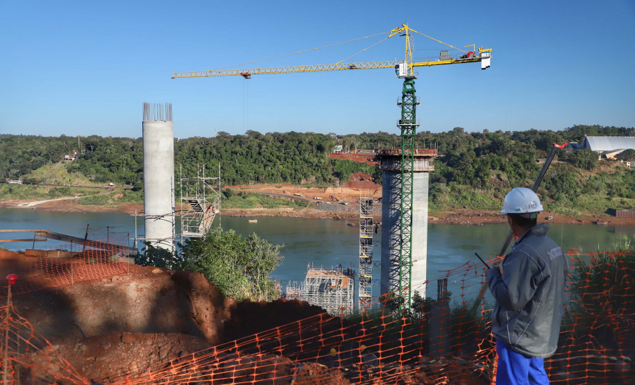 Segunda ponte de Foz do Iguaçu tem ritmo intenso de obras. Foto: José Fernando Ogura/AEN