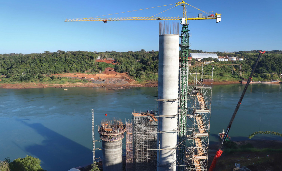 Segunda ponte de Foz do Iguaçu tem ritmo intenso de obras. Foto: José Fernando Ogura/AEN