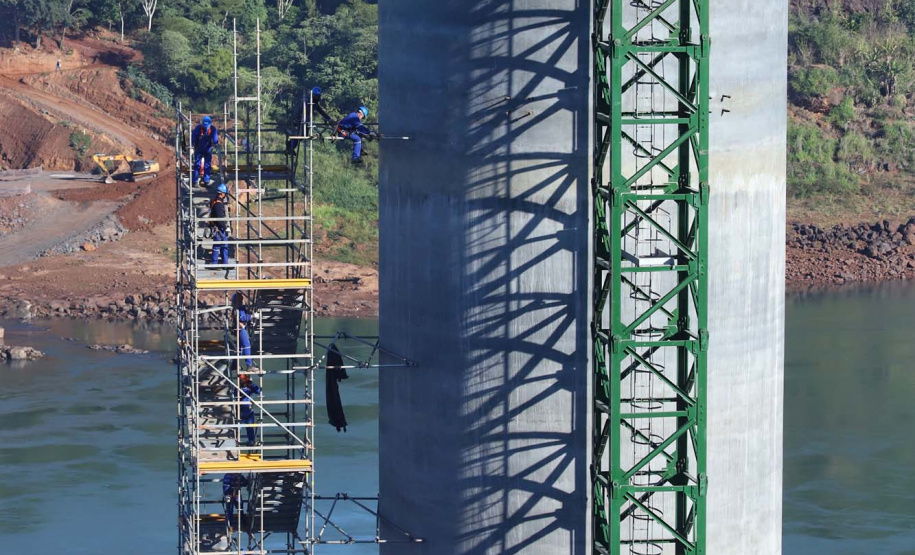 Segunda ponte de Foz do Iguaçu tem ritmo intenso de obras. Foto: José Fernando Ogura/AEN