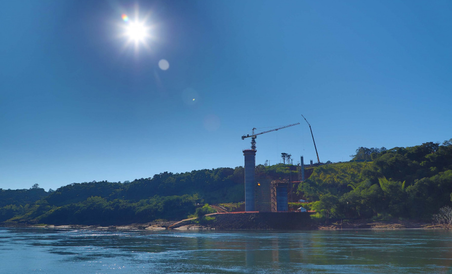 Segunda ponte de Foz do Iguaçu tem ritmo intenso de obras. Foto: José Fernando Ogura/AEN
