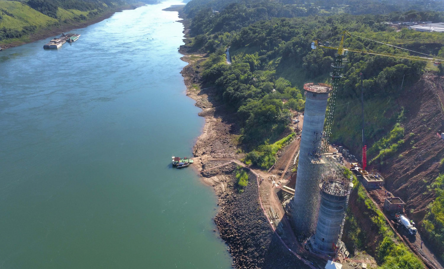 Segunda ponte de Foz do Iguaçu tem ritmo intenso de obras. Foto: José Fernando Ogura/AEN