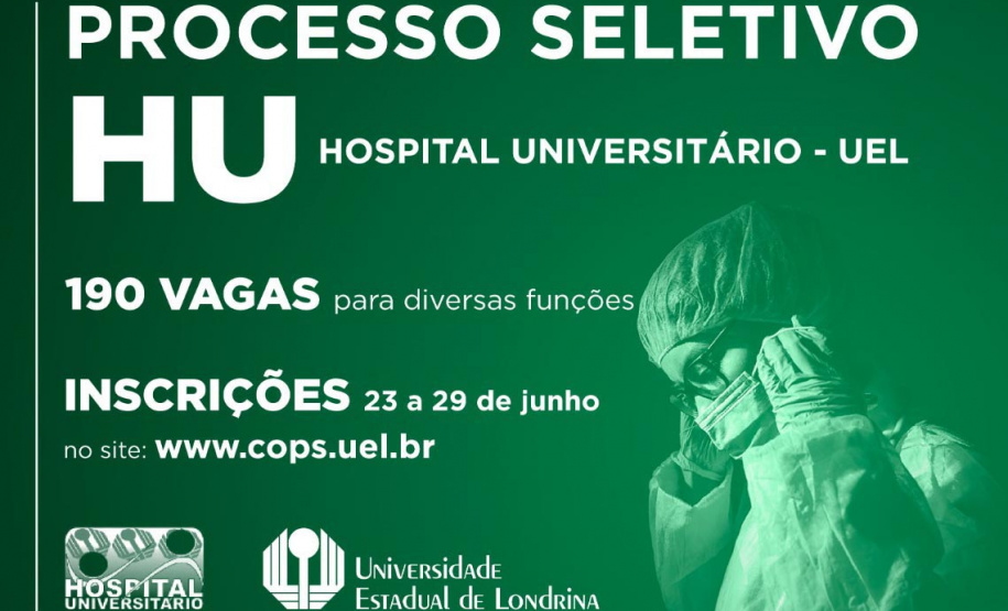 UEL: abertas inscrições de PSS para contratação de 190 profissionais da saúde