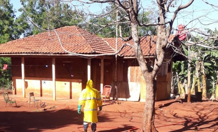 Sanepar faz desinfecção de aldeia com confirmação de Covid-19. Foto:Sanepar
