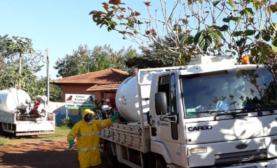 Sanepar faz desinfecção de aldeia com confirmação de Covid-19. Foto:Sanepar