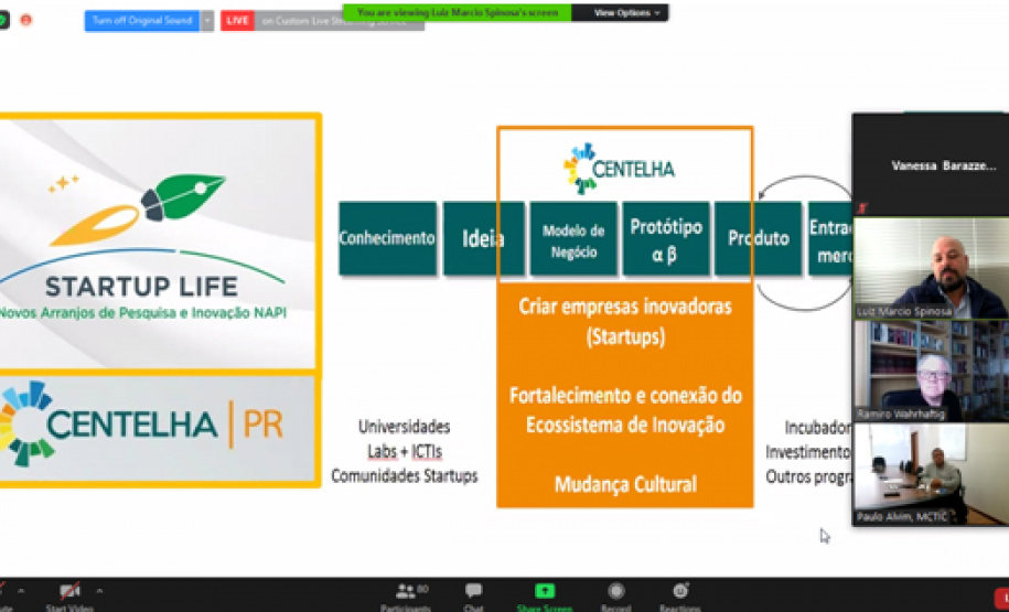 Live da Fundação Araucária orienta sobre o Programa Centelha