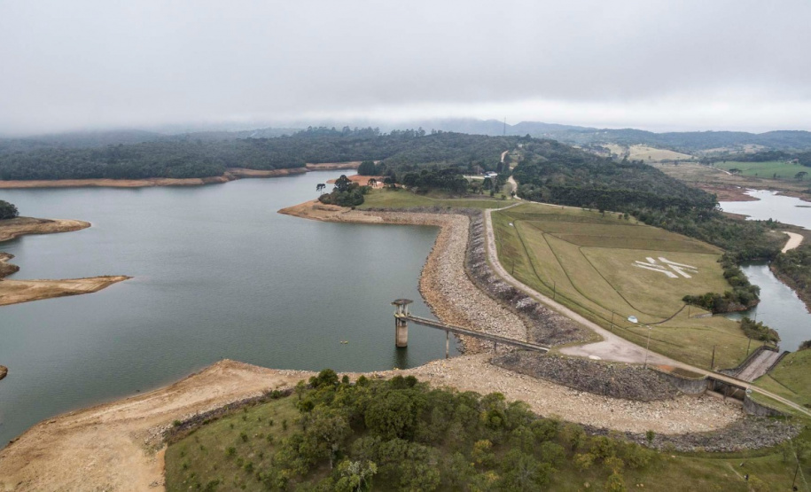 Barragem depois da estiagem.Foto: Sanepar