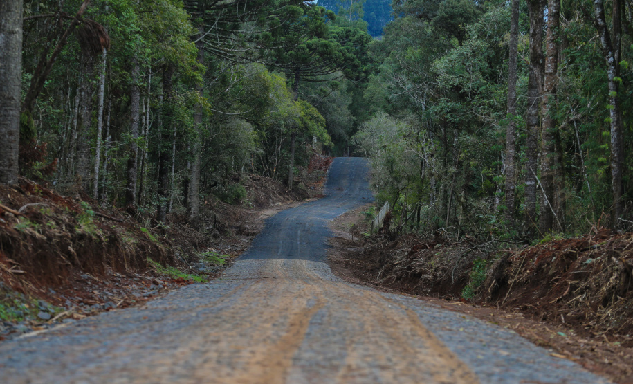 Estrada Rural Prudentopolis Programa de Estradas Rurais Integradas aos Princípios Conservacionistas - Estradas da Integração, do Governo do Estado.Um trecho de 6,31 quilômetros e seis metros de largura está recebendo pavimentação poliédrica com pedras irregulares ligando a comunidade de Ponte Alta na interseção com a BR-277 até a Sede do Distrito de Patos Velhos em PrudentopolisFoto: Geraldo Bubniak/AEN