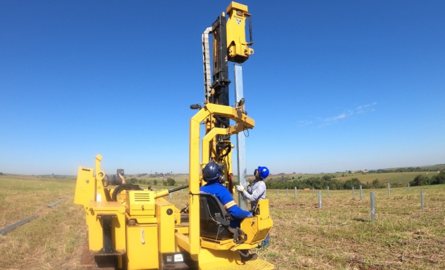 Obra de usina solar da Copel em Bandeirantes segue durante quarentena 
.Foto:Copel