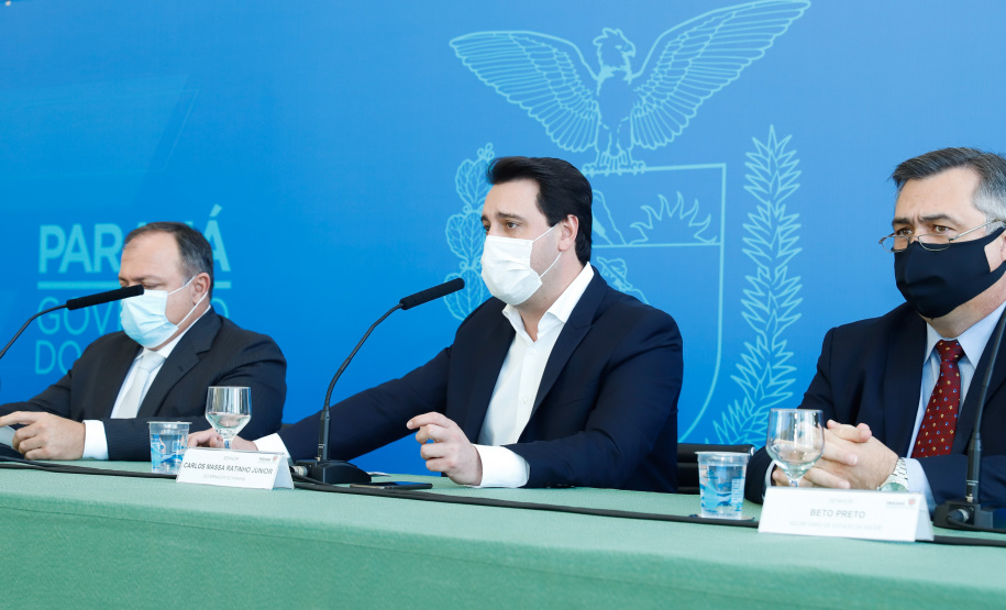 Governador Carlos Massa Ratinho Junior, recebe o ministro interino Eduardo Pazuello.