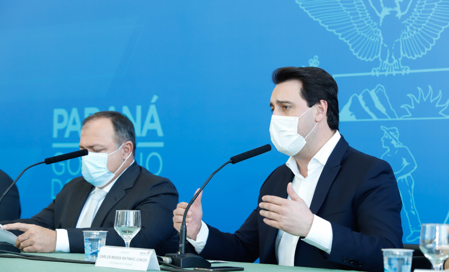 Governador Carlos Massa Ratinho Junior, recebe o ministro interino Eduardo Pazuello.